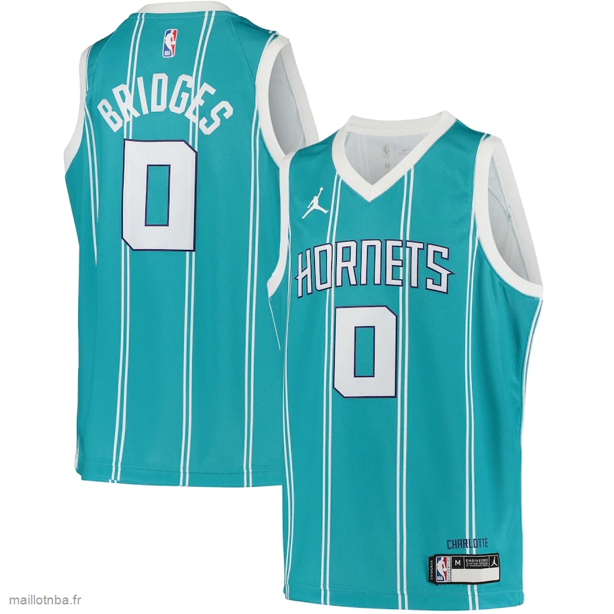 Maillot Charlotte Hornets Miles Bridges Jordan Brand Teal 2020/21 Swingman Jersey - Icon Edition